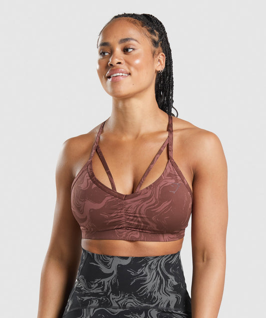 GS Power Sports Bra - Cherry Brown Print