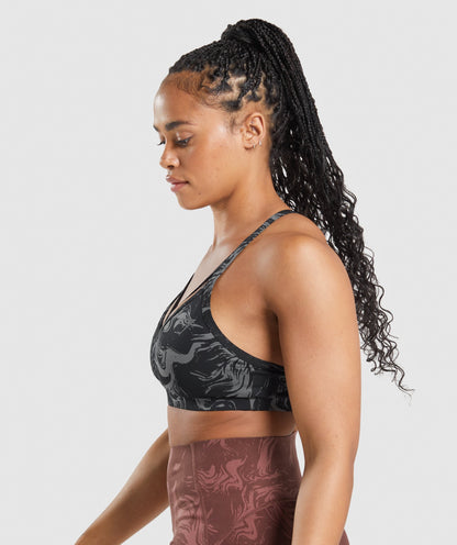 GS Power Sports Bra - Black Print