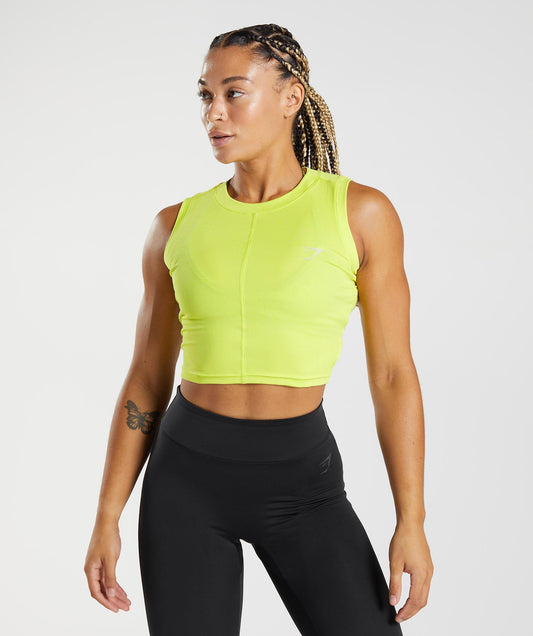 GS Power Ribbed Midi Tank - Glitch Yellow