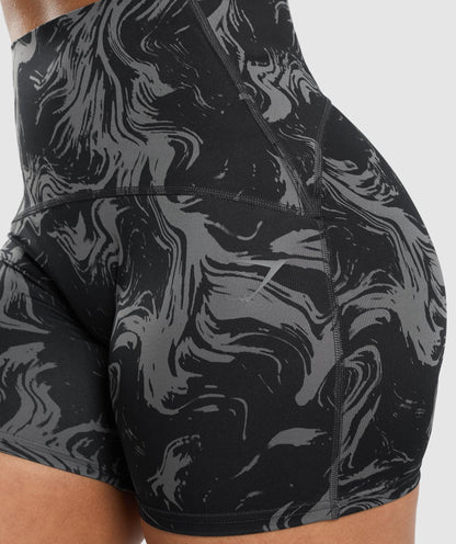 GS Power High Rise Shorts - Black Print