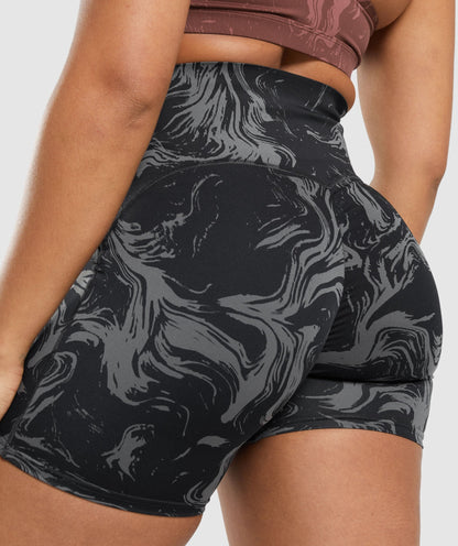 GS Power High Rise Shorts - Black Print