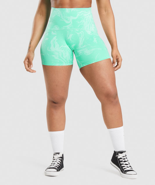 GS Power High Rise Shorts - Bright Turquoise Print