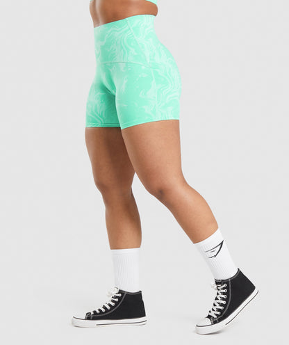 GS Power High Rise Shorts - Bright Turquoise Print