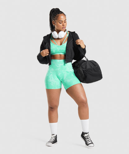 GS Power High Rise Shorts - Bright Turquoise Print
