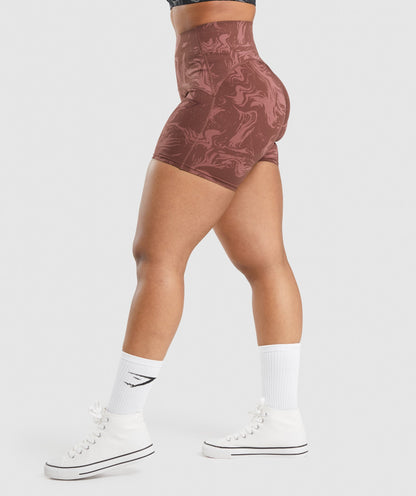 GS Power High Rise Shorts - Cherry Brown Print