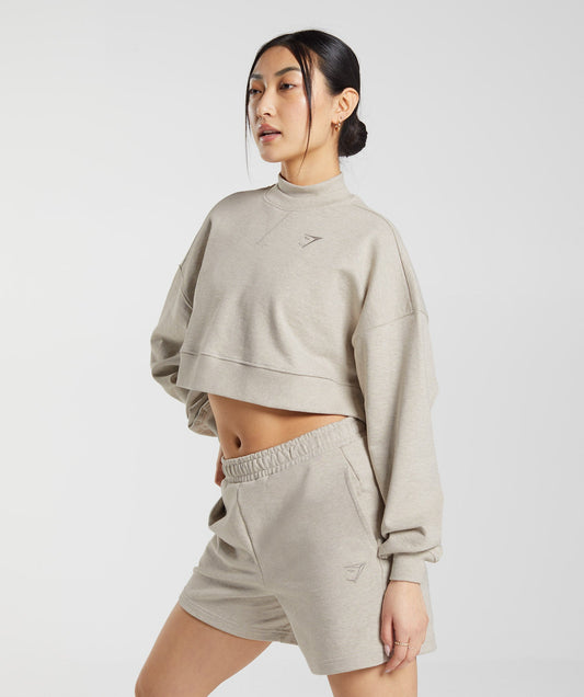 DNU Gymshark Rest Day Sweats Cropped Pullover - Sand Marl