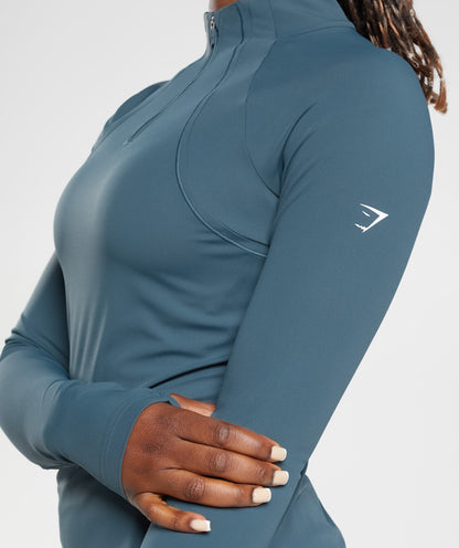 Gymshark Running 1/4 Zip - Smokey Teal