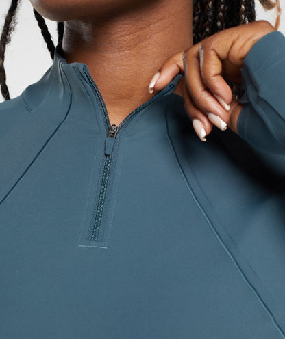 Gymshark Running 1/4 Zip - Smokey Teal