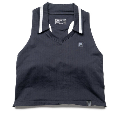 Women's FILA Challenger Seamless Polo Tank - Black/Gardenia