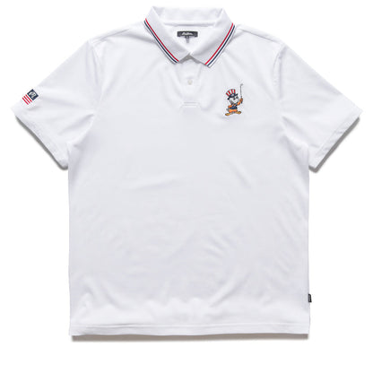 Malbon Golf Eagle Buckets Performance Pique Polo - White