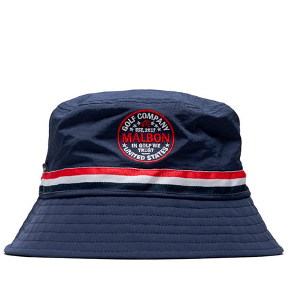 Malbon Golf In Golf We Trust Nylon Bucket Hat - Navy