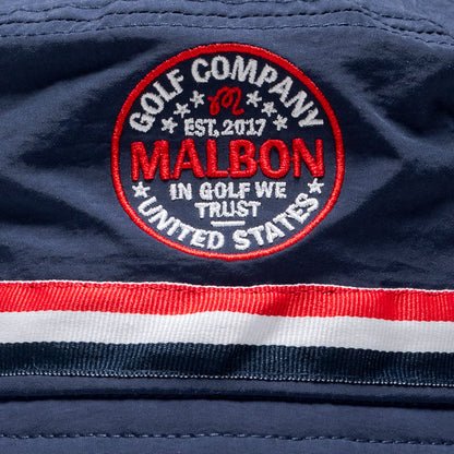 Malbon Golf In Golf We Trust Nylon Bucket Hat - Navy