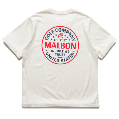 Malbon Golf In Golf We Trust Tee - Natural