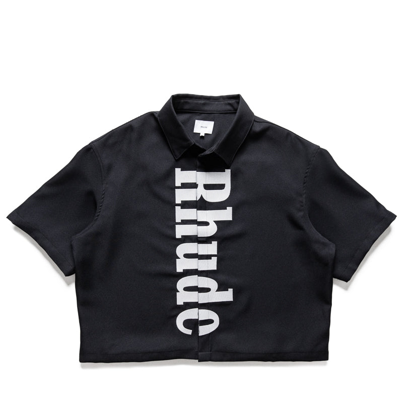Rhude Center Logo Button Up Shirt - Black/White