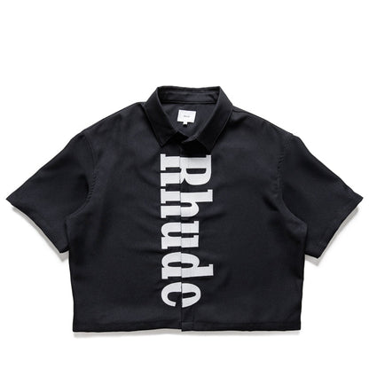 Rhude Center Logo Button Up Shirt - Black/White