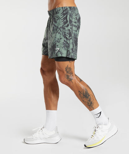 Gymshark Sport 5" 2 In 1 Shorts - Willow Green/Black