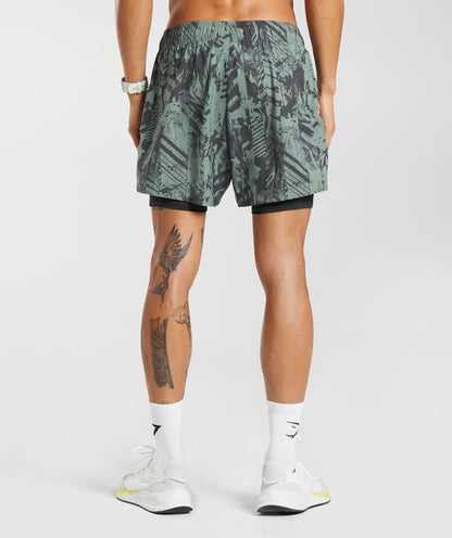 Gymshark Sport 5" 2 In 1 Shorts - Willow Green/Black