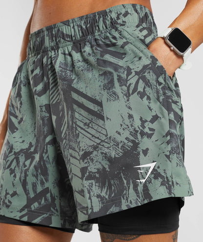 Gymshark Sport 5" 2 In 1 Shorts - Willow Green/Black