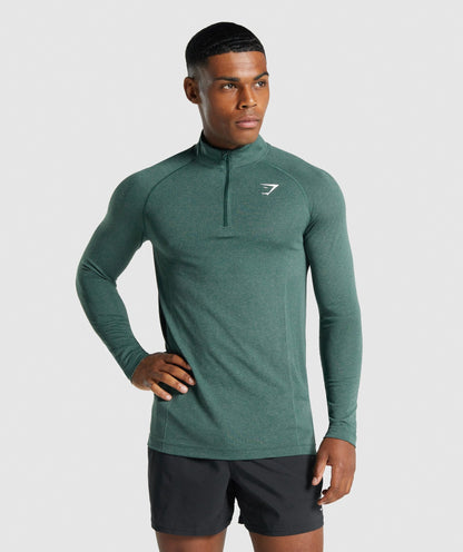 Gymshark Vital Light 1/4 Zip - Dark Green Marl