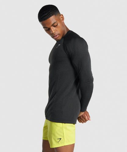 Gymshark Vital Light Seamless Long Sleeve T-Shirt - Black Marl