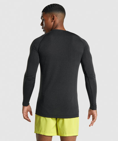 Gymshark Vital Light Seamless Long Sleeve T-Shirt - Black Marl