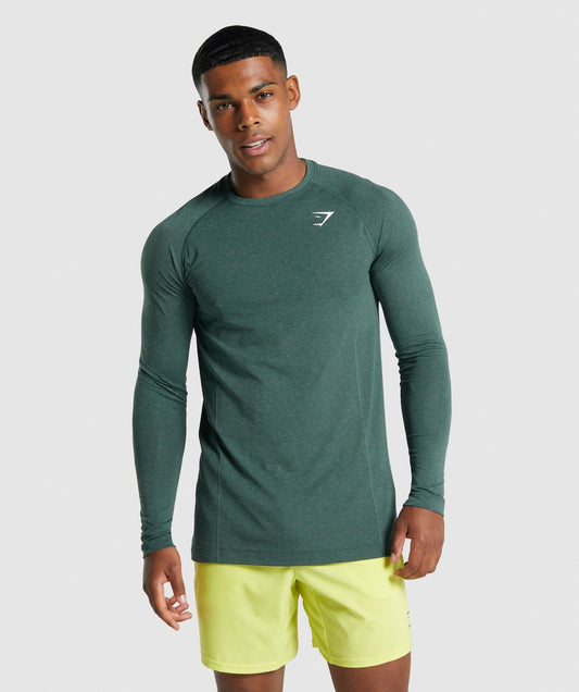 Gymshark Vital Light  Seamless Long Sleeve T-Shirt - Dark Green Marl