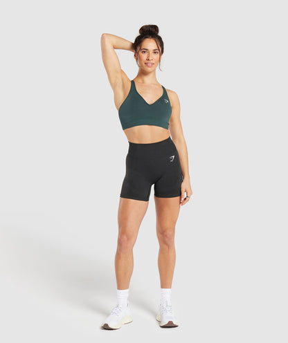 Gymshark Vital Seamless 2.0 V Neck Sports Bra - Woodland Green Marl