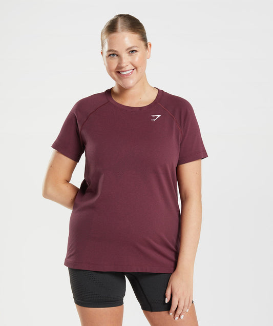 Gymshark Vital Seamless 2.0 Light T-Shirt - Baked Maroon Marl