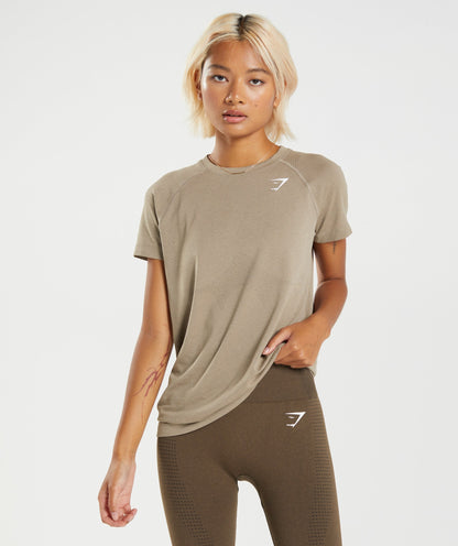 Gymshark Vital Seamless 2.0 Light T-Shirt - Vanilla Brown Marl
