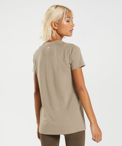 Gymshark Vital Seamless 2.0 Light T-Shirt - Vanilla Brown Marl