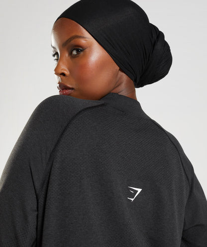 Gymshark Vital Seamless Long Line Top - Black Marl