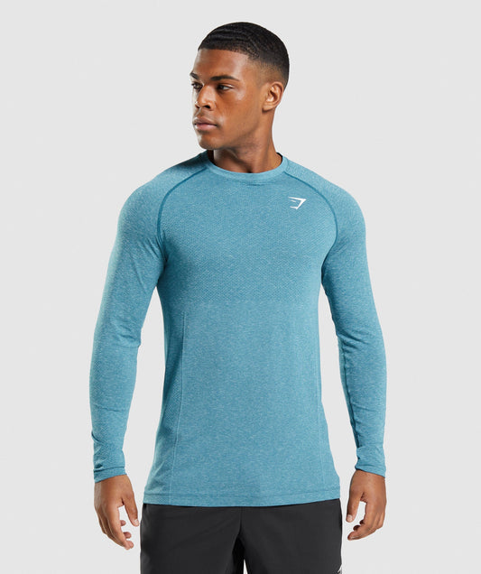 Gymshark Vital Seamless Light Long Sleeve T-Shirt - Tahoe Teal Marl