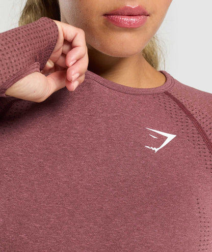 Gymshark Vital Seamless Crop Top - Burgundy Pink /Marl