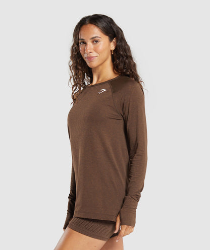 Gymshark Vital Seamless Light Long Sleeve Top - Espresso Marl