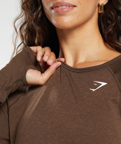 Gymshark Vital Seamless Light Long Sleeve Top - Espresso Marl