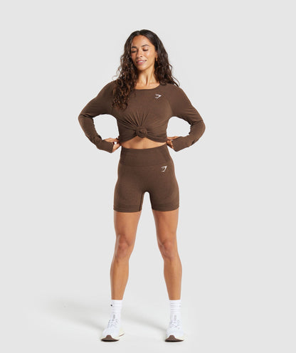 Gymshark Vital Seamless Light Long Sleeve Top - Espresso Marl