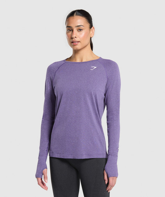 Gymshark Vital Seamless 2.0 Light Long Sleeve Top - Functional Purple/Marl