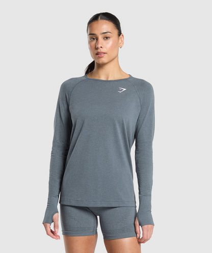 Gymshark Vital Seamless 2.0 Light Long Sleeve Top - Strong Grey/Marl