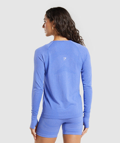 Gymshark Vital Seamless Light Long Sleeve Top - Lift Blue/ Marl
