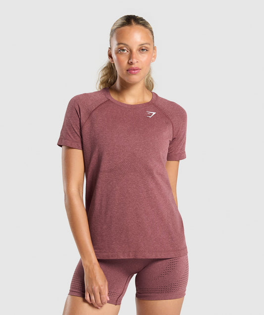 Gymshark Vital Seamless Light T-Shirt - Burgundy Pink /Marl