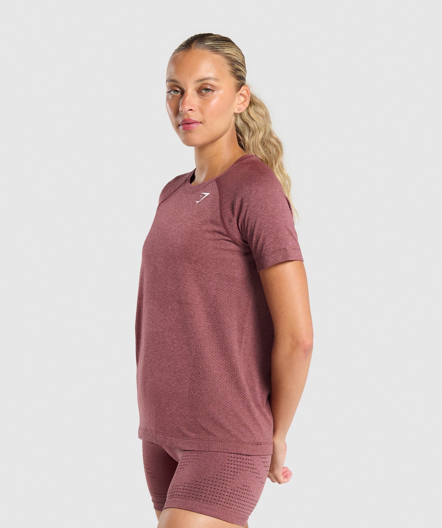 Gymshark Vital Seamless Light T-Shirt - Burgundy Pink /Marl
