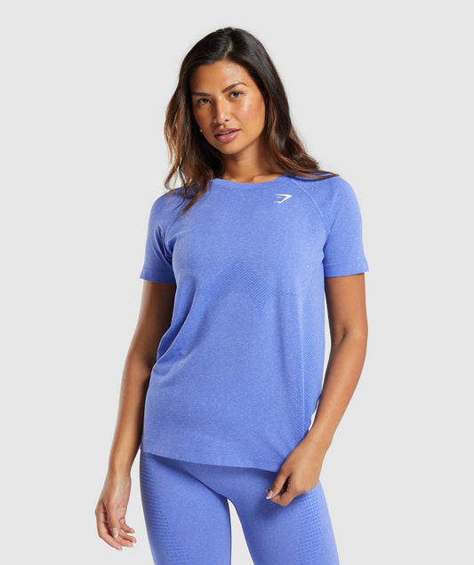 Gymshark Vital Seamless Light T-Shirt - Lift Blue/ Marl