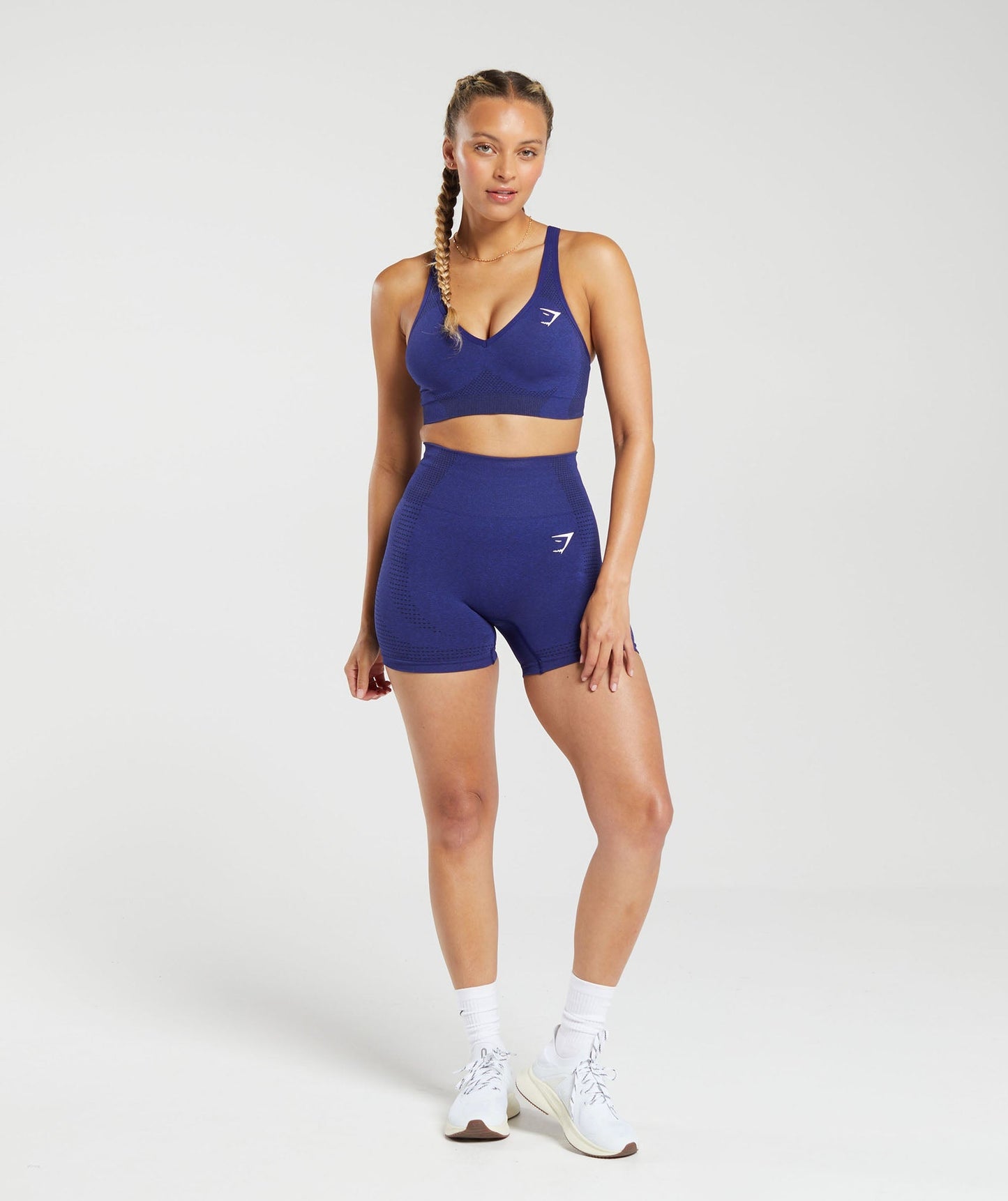 Gymshark Vital Seamless  2.0 V Neck Sports Bra - Cobalt Purple Marl