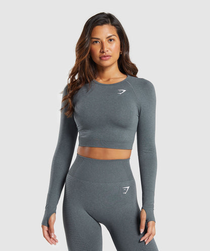 Gymshark Vital Seamless Crop Top - Strong Grey/ Marl
