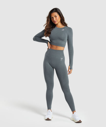 Gymshark Vital Seamless Crop Top - Strong Grey/ Marl