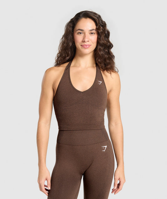 Gymshark Vital Seamless Halter Neck Tank - Espresso Marl