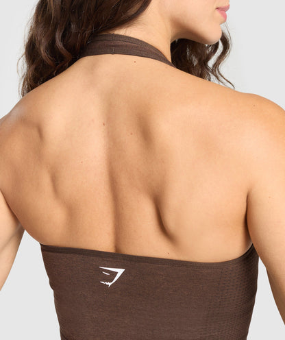 Gymshark Vital Seamless Halter Neck Tank - Espresso Marl
