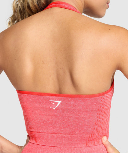Gymshark Vital Seamless Halter Neck Tank With Shelf - Coral Red Marl