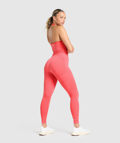 Gymshark Vital Seamless Halter Neck Tank With Shelf - Coral Red Marl