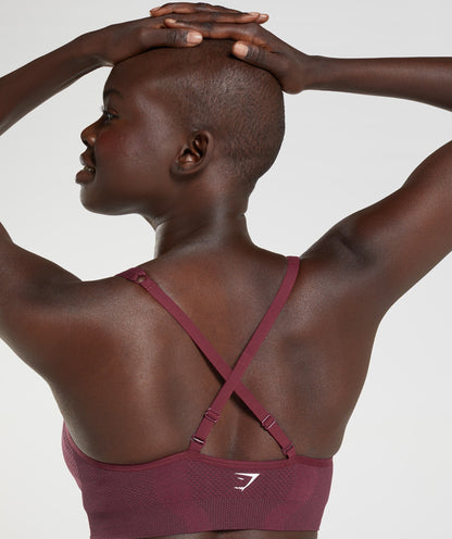 Gymshark Vital Seamless 2.0 V Neck Sports Bra - Baked Maroon Marl